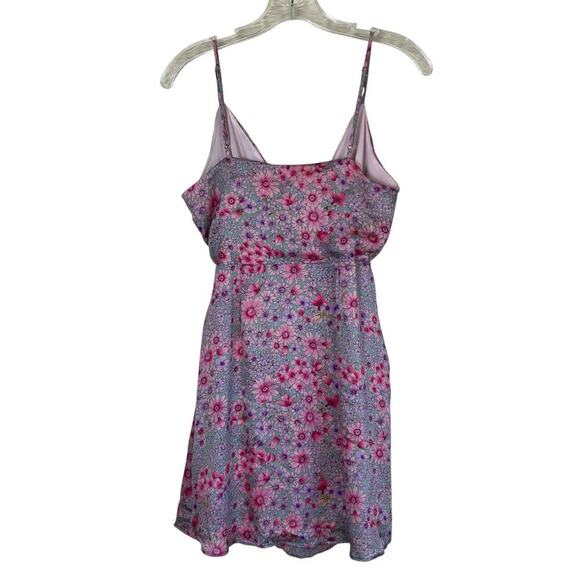Lush Sz S Pastel Purple Pink Floral Flirt Mini Tank Dress Wrap Style Chiffon NWT - Picture 4 of 16